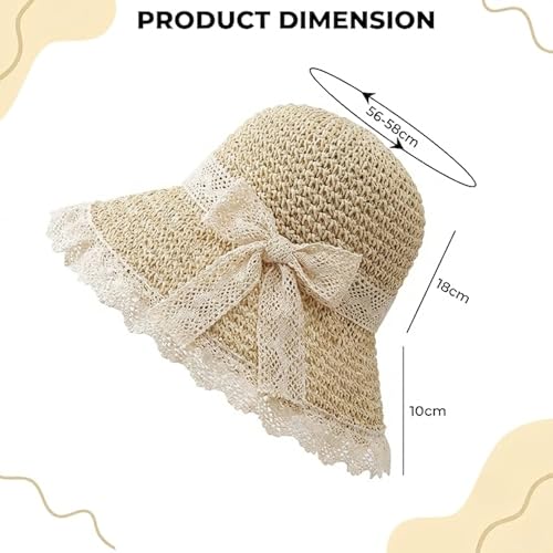 Image of Kraptick Headwear Hats - Lightweight Crocheted Straw Hat for Women, Foldable Summer Beach Hat with UV Protection & Stylish Travel Cap with Wide Brim