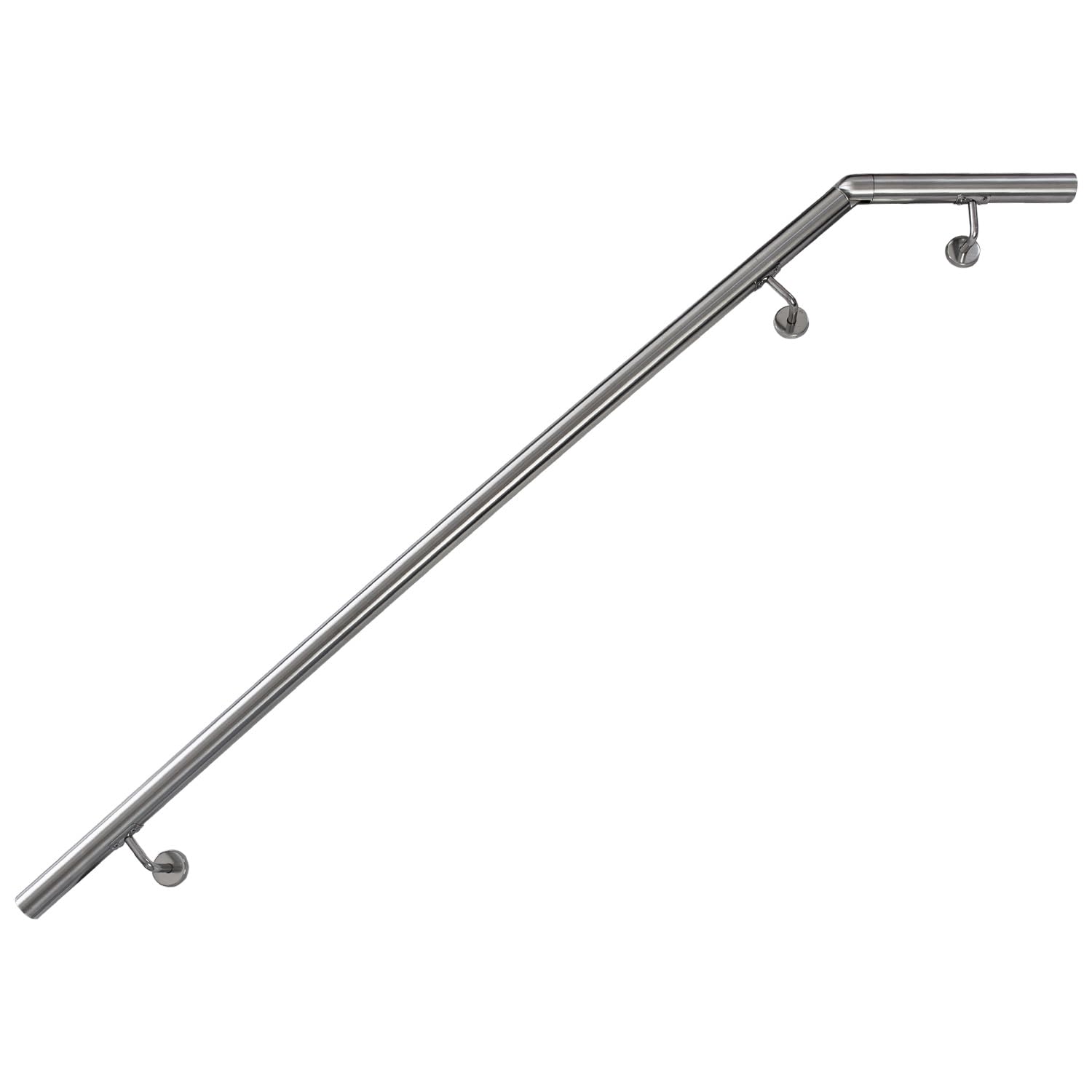 Handlauf aus Edelstahl mit Winkel 150 cm Gelenkverbinder Rohrverbinder Treppengeländer Geländer für Treppe 4,2 cm Wandhandlauf Wand Treppe V2Aox