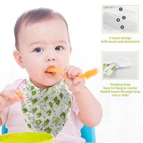 Image of vvfelixl Baby Cotton Washcloths Funny Frogs Infants Bath Towel for Unisex Face Towels for Newborn, Natural Baby Wipes Delicate Skin, 11.8 X 11.8 inch, one sizex5