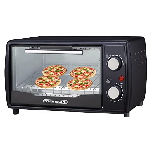 Mini Backofen | 1000 Watt | 10 Liter | inkl. Backblech und Grillrost | Pizzaofen | 90°-230°C | 60 min. Timer | aufklappbares Krümelblech | Minibackofen | Backofen | Kleiner Backofen