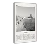 NEOHI Calpe Print - Lienzo decorativo para pared, diseño de paisaje de ciudad, España, Valencia, Alicante, España, en blanco y negro, para decoración de pared, bar, restaurante, garaje, cafetería