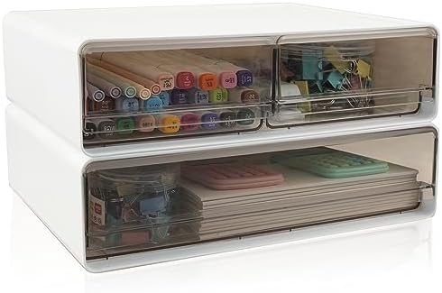 2 Packs Large Stackable Desk Organizer Drawers,