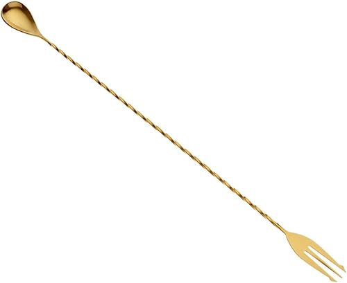 Barfly - Cuchara de barra con tenedor, extremo 15 34" (40 cm), dorado
