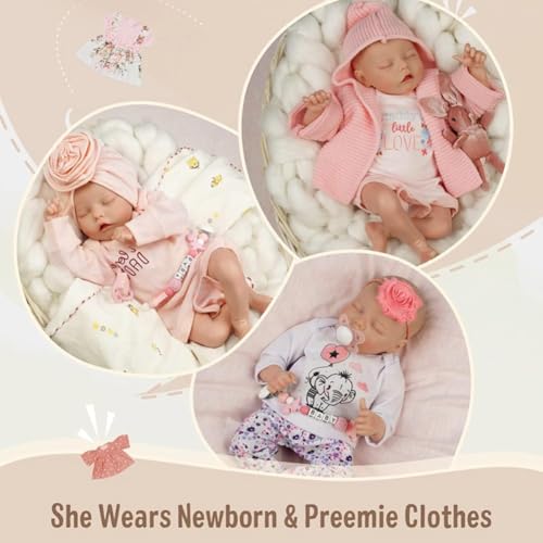 Lonian Reborn Puppen - 17-Zoll handgefertigte realistische Puppen weicher Stoffkörper mit Spielzeugzubehör, Reborn Puppen wie EIN lebensechtes Baby (schlafendes Baby) – Bild 6