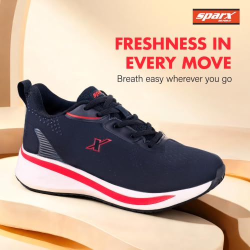 Image of SPARX Sports Running Shoes for Men - Lightweight Breathable Lace-Up Athletic Shoes with Cushioned Comfort, Shock Absorption, Durable Grip, Flexible Sole & Everyday Walking Performance