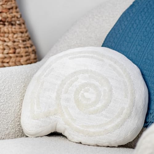 La Haven Living Ivory White Seashell Pillow | 14 Inch Decorative Coastal Throw Pillows thumb #2