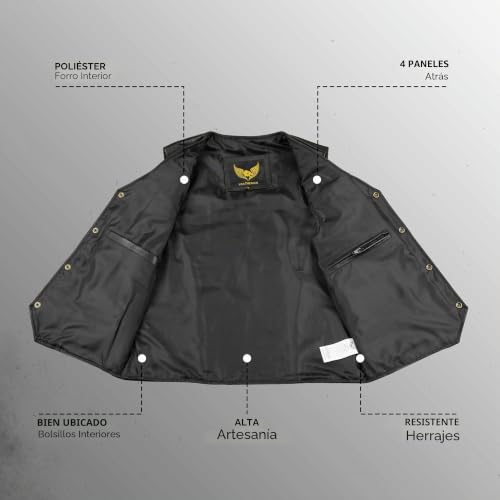 Chaleco de cuero real para hombre cómodo y resistente para motoristas 3