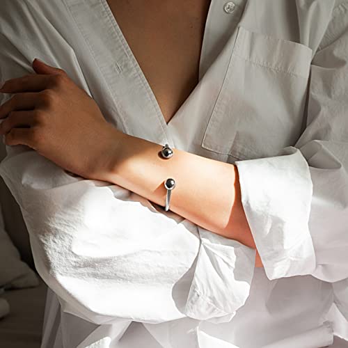 Magnetrx® Magnetic Bracelet Cuff - Twisted Cable Stainless Steel Bangle Magnetic Bracelets - Elegant Golf Bracelet Men & Women (Silver | Medium) #TOP1