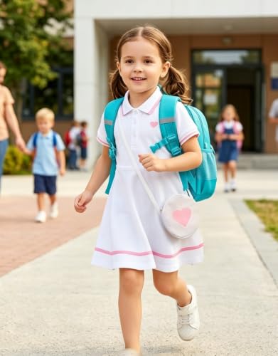 Move Dance Little Girls Sporty Dress Size 5-6 White Sundress with Bag - image 2