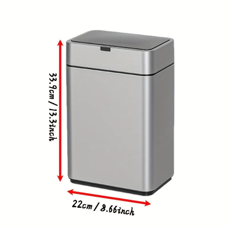 Miniatura 3 de Basurero de baño con sensor de movimiento automático de media escala con tapa, cubo de basura sin contacto de 2.4 galones, cubo de basura