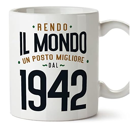 MUGFFINS Tazas 1942 Cumpleaños - En Italiano - Rendo il Mondo un Posto Migliore - 11 oz / 330 ml - Regalo original y divertido