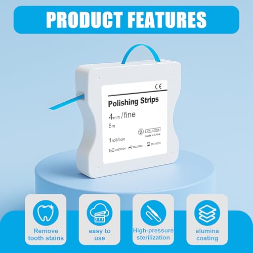 Zahn Schleifpapier Dental Polierstreifen Size Rauh - 60μm Größe der Körner - 4mm Breite - 6M/Rollen/Box, Harz Zahn Polier Interdental Schleifwerkzeug (Blau)