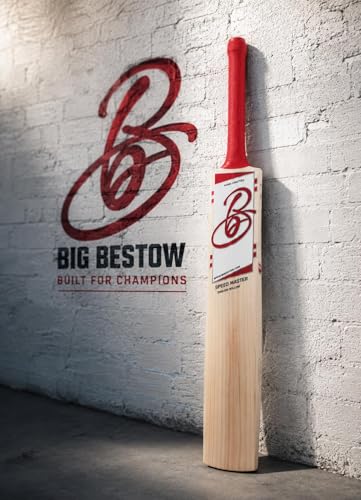 Image of Full Size English Willow Cricket Bat, Cross Weave Tape on The Face | Lightweight | Wooden Long Handle | Free Cover Play for Leather Ball (Speed Master)