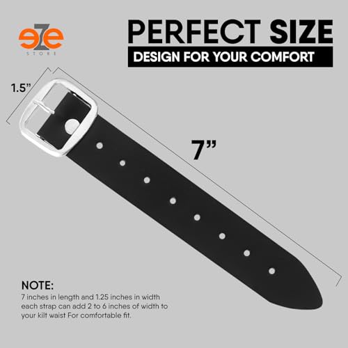 EZE Kilts Extension Straps Genuine Leather Kilts Belt Extender with Buckle - Customizable fit (Set of 3) 6