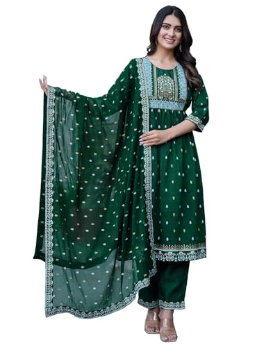 Image of SIRIL Women's Rayon Viscose Printed Kurta Pant with Dupatta Set