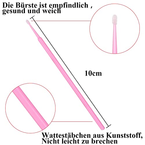 luckaide Microbürsten Wimpernverlängerung 200 Stück, Einweg Microbürstchen, Microbrush Stäbchen, Lacktupfer, Wimpernbürste für Wimpernverlängerung für Makeup und Reinigung (Rosa)