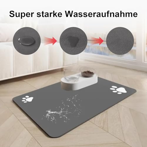 60x40cm Haustiere Unterlage Futterunterlage Hund rutschfest Saugfähige Schnelltrocknende Silikon Matte Futternapf Hundenapf wasserdichte Katzennapf Napfunterlage