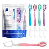 SPORWAY 26 Stück Mini Zahnbürste: 5 in 1 Mini Zahnbürste Zahnseide mit Zahnpasta + Pickel + Zungenschaber + Zahnseide, Reisezahnbürste Einzeln Verpackt für Camping Geschäftsreisen Kinder Erwachsene