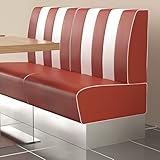  GGMMÖBEL American 3  Dinerbank  B:H 100 x 103 cm  Gestreift  Rot  Leder  American Diner Möbel, American Dinerbank