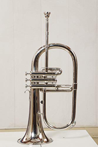McLian Professionals Flugel horn 3 Nickel Finish Bb Pitch With Hard Case And Mouth piece