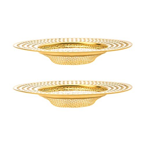 Snailhouse Shower Drain Hair Catchers, 2 Pack 3.54 Inches Stainless Steel Bathroom Drain Cover Stopper Strainer Protector, Gold #TOP3