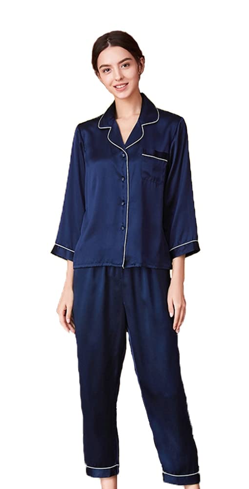 Camicia da notte in seta da donna 100% puro gelso seta naturale pigiama Set di seta pigiami da donna con confezione regalo
