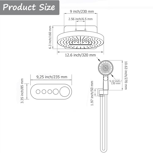 Ensemble de douche encastré avec douchette 3 modes pour stopper les brûlures