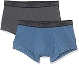 armani brille herren schwarz Naturfasern Emporio Armani Underwear Herren 2 Pack Trunk Multipack Monogram Badehose, Grau (Antracite/Indaco 23444), Large (Herstellergröße:L) (2er Pack)