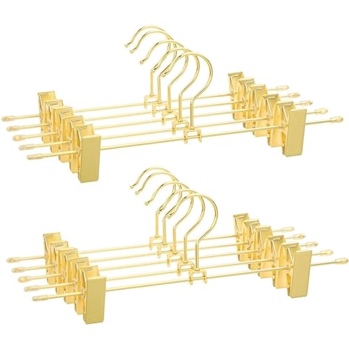 Percha de metal para pantalones que ahorra espacio con clips antideslizantes, perfecta para pantalones, faldas, jeans, pantalones cortos y ropa de niños, organizador de ropa de interior y tendedero