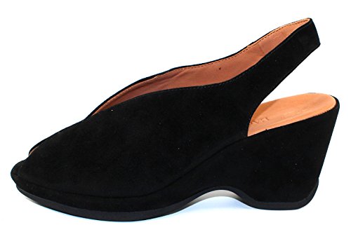 L'Amour des Pieds Womens Odetta Suede Peep Toe Casual Platform Sandals, Black Kid Suede, 8.5 M2