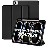 CACOE Hülle für iPad Pro 13 M5 (2025) & iPad Pro 13 M4 (2024), mit Stifthalter, Schlank Ständer Schutzhülle TPU Flexible Rückseite mit Auto aufwachen/Schlaf Funktion - Schwarz
