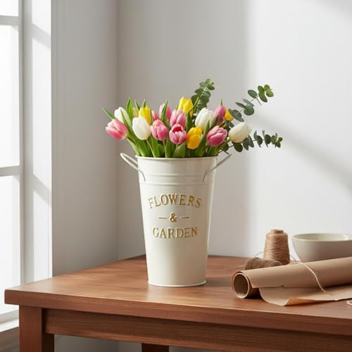 Jarrón de metal irrompible de 25 cm para evitar caídas de flores 6