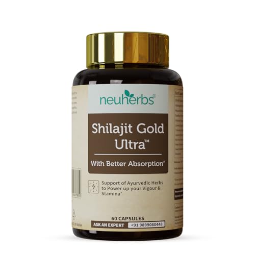 Neuherbs Shilajit Gold Ultra With Better Absorption | 100% Natural Ayurvedic Shilajit Capsules For Strength, Stamina & Energy (60 Capsules Pack of 1)