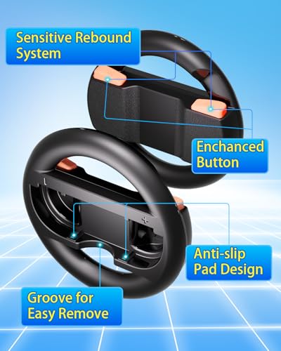 Image of Steering Wheels for Nintendo Switch 2 (2025) Mario Kart World & 8 Deluxe Racing Games, 2 Pack Racing Game Wheels for NS2 Multiplayer Mode Family Game Night, Switch 2 Accessories for Motion Racing Game
