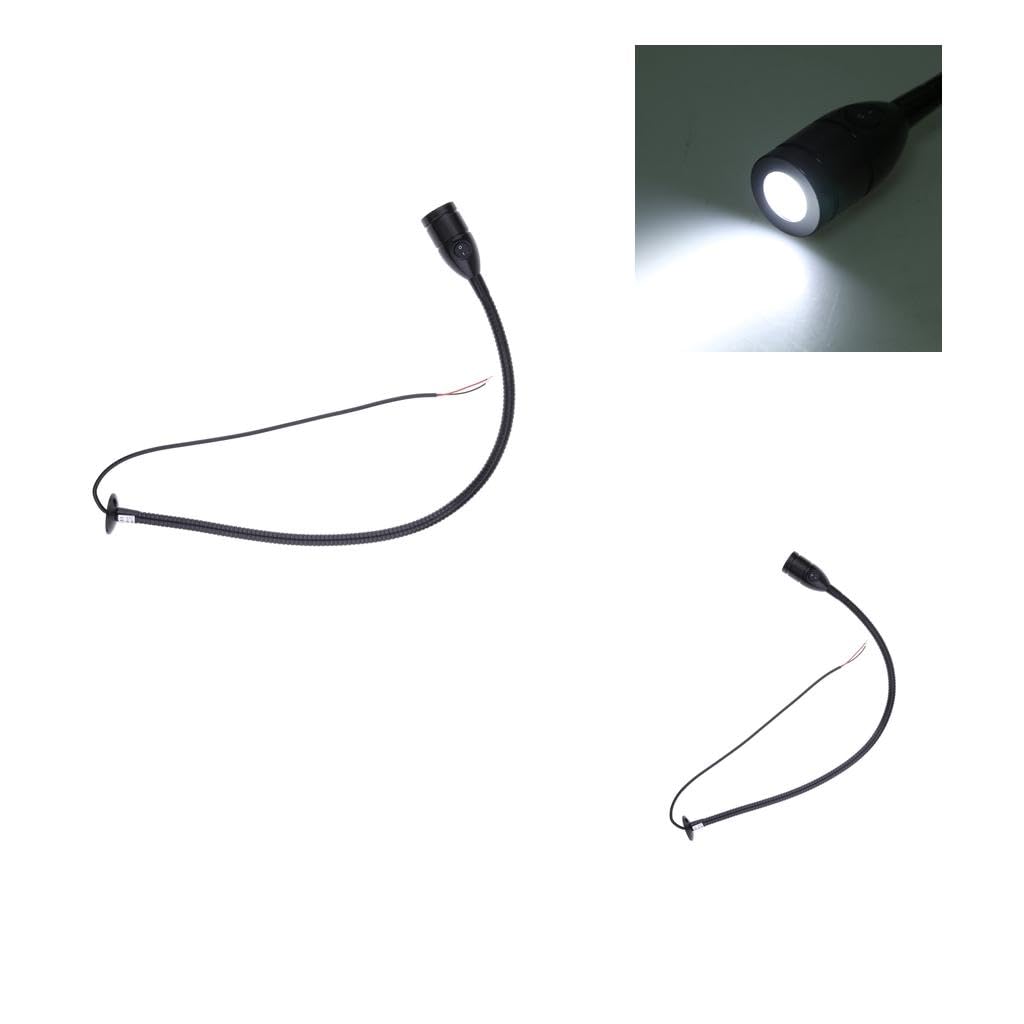 Milageto 2x Luces de Lectura de 12v 3W de Escritorio Interior Ajustable Negro