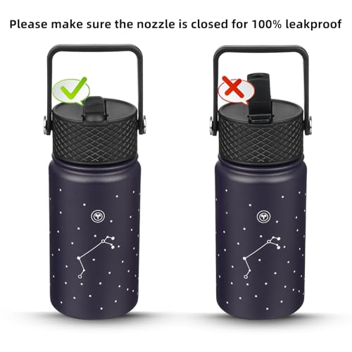 Image of BJPKPK Insulated Water Bottle, 15oz Stainless Steel with Straw Lid