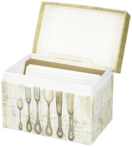 C.R. Gibson Rustic Recipe Box with Tab Dividers and Coordinating Recipe Cards, 53pc, 6.5'' W x 4.75'' H x 4.25'' D