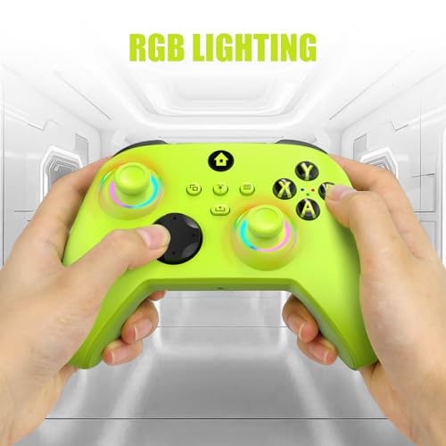 Image of W&O Wireless Controller for With Xbox One, Xbox Series X /S, Xbox One X /S, PC, With RGB LED Light, Mappable Buttons, With 2.4GHZ Wireless Adapter Gamepad (Electric Volt)