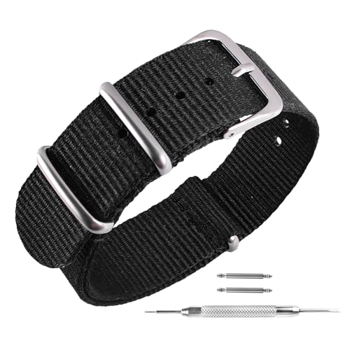Bracelet montre nylon uEmoh noir 20 mm : remplacez facilement votre ancien bracelet cassé