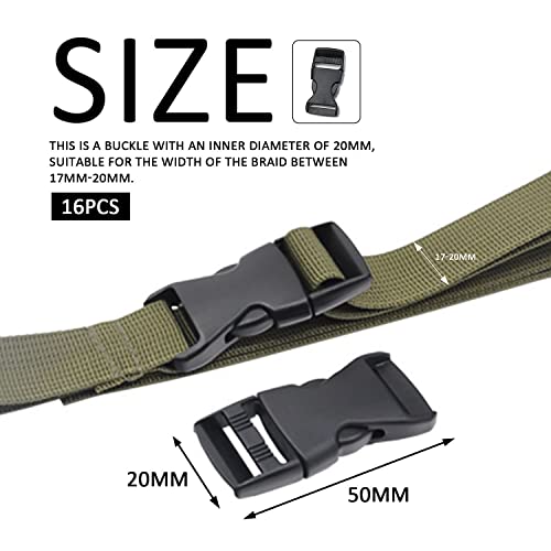 ZWZNBL 16pcs 20mm Black Plastic Replacement Buckles, Multi-Function, Suitable for Clothing Belts, Backpacks - Image 2