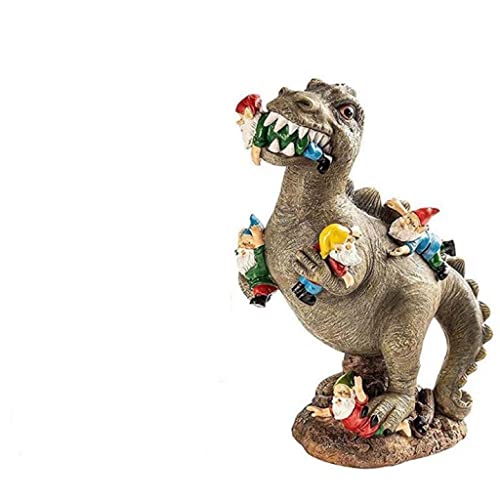 ZWL Dinosaur Eating Gnomes Garden Gnome Statues Outdoor Decor Funny Gnome Resine Figurines Garden Art Ornaments for Indoor Outdoor Lawn Patio Yard Bedroom Decorations