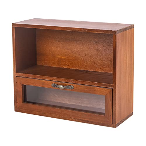 ZHKD Gabinete De Almacenamiento Retro, Armario De Joyería De Cosméticos De Madera Oscura, Caja Organizadora De Cajones