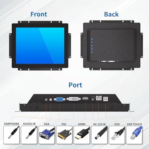 Image of 12.1 Inch Open Frame Touch Monitor, PCAP 10-Point Touch Industrial Touchscreen Monitor, with HDMI /VGA /DVI Interface, Active Matrix TFT LCD,LED Backlight, with VESA Mount
