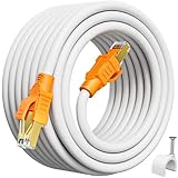 Cable Ethernet Cat 8 30 Metros, 40Gbps 2000MHz Cable de Red 30m Exterior 26AWG S/FTP Cable Internet Alta Velocidad Cable LAN Gigabit Cable RJ45 Largo Blanco POE Cable de Conexión(30 Cable Clips)