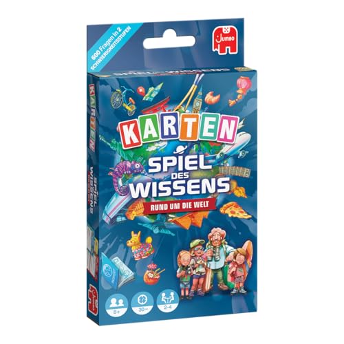Jumbo Spiel des Wissens - Rund um die Welt - Kartenspiel, Das beliebte Quiz als Kartenspiel, 2-4 Spieler, ab 8 Jahren