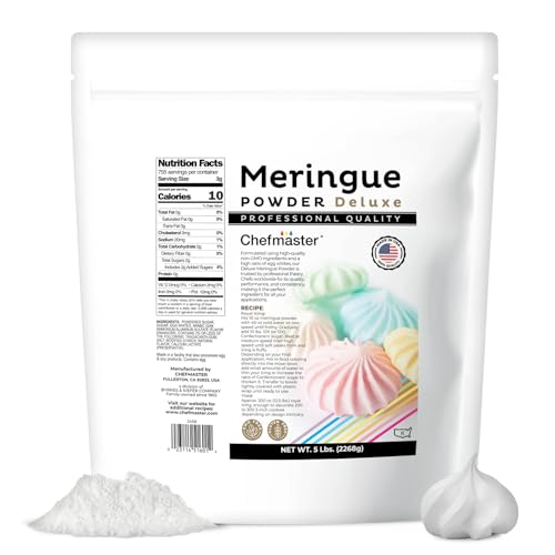 Chefmaster Meringue Powder Deluxe, Professional-Grade Egg White Substitute for Meringue Cookies, Pie Filling, Royal Icing, Non-GMO, Easy-to-Use, Made in USA, 5 lbs