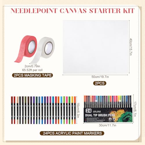 Image of Frienda 28 Pcs Needlepoint Canvas 14 Mesh, 2 Sheets 16x20 Inch White