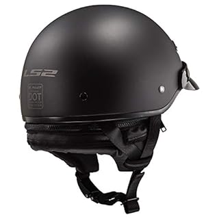 LS2 Helmets Bagger Motorcycle Half Helmet (Matte Black - Large)