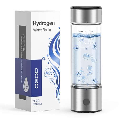 OEOP Hydrogen Water Bottle, 2200PPB in 3 Mins Hydrogen Water Generator, SPE PEM Technology, 14oz Portable Hydro Water Machine for Home, Travel, Gym | Best Health Gift for Family & Friends