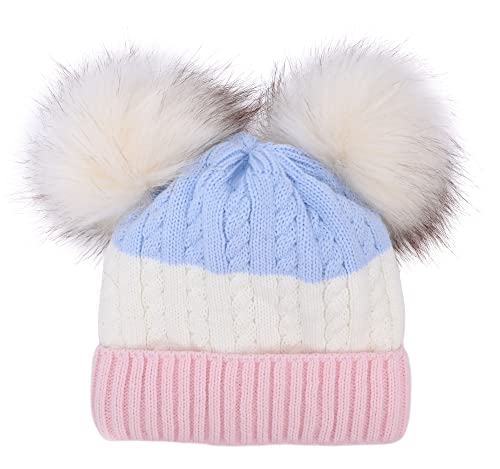 Bonnet à pompon en tricot anti froid avec doublure douce pour peau sensible